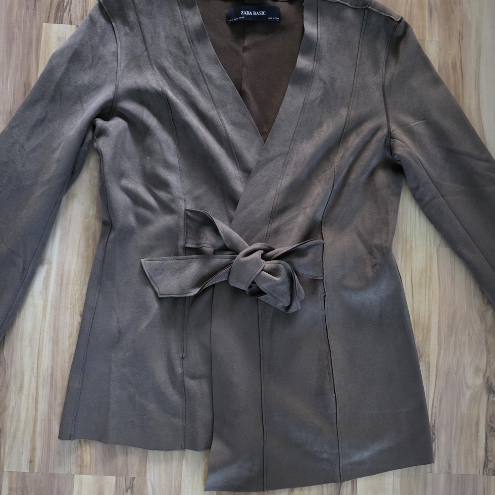 Zara Women's Taupe Belted Blazer